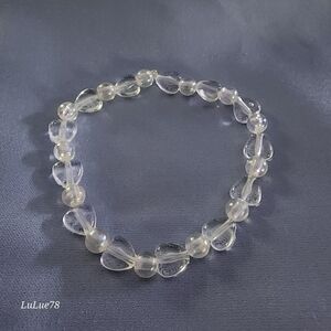 Clear Beaded Hearts Bracelet